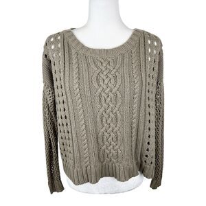 Trouve Sweater Women Small Brown Pullover Boxy Open Knit Casual